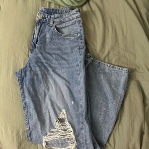 H&M Blue Distressed Boyfriend Jeans